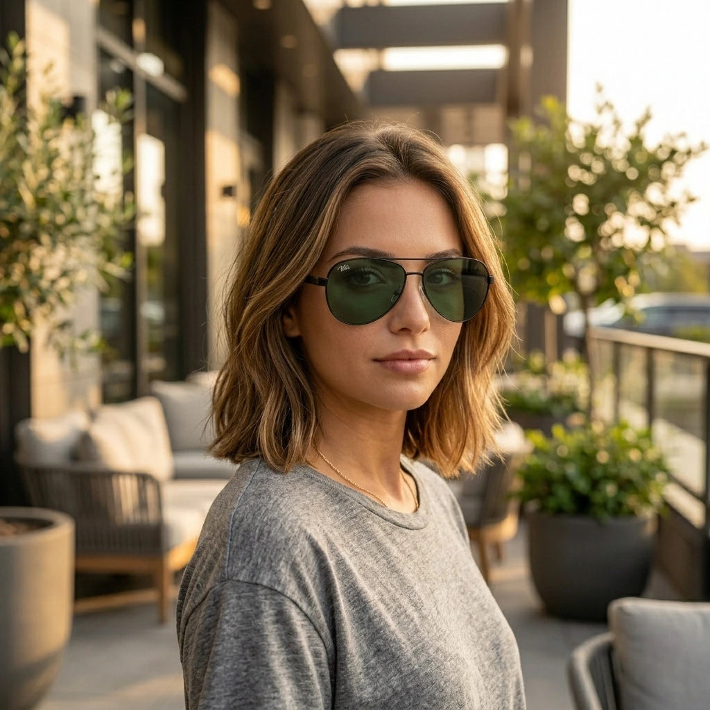 Green Aviator Sunglasses for Men and Women